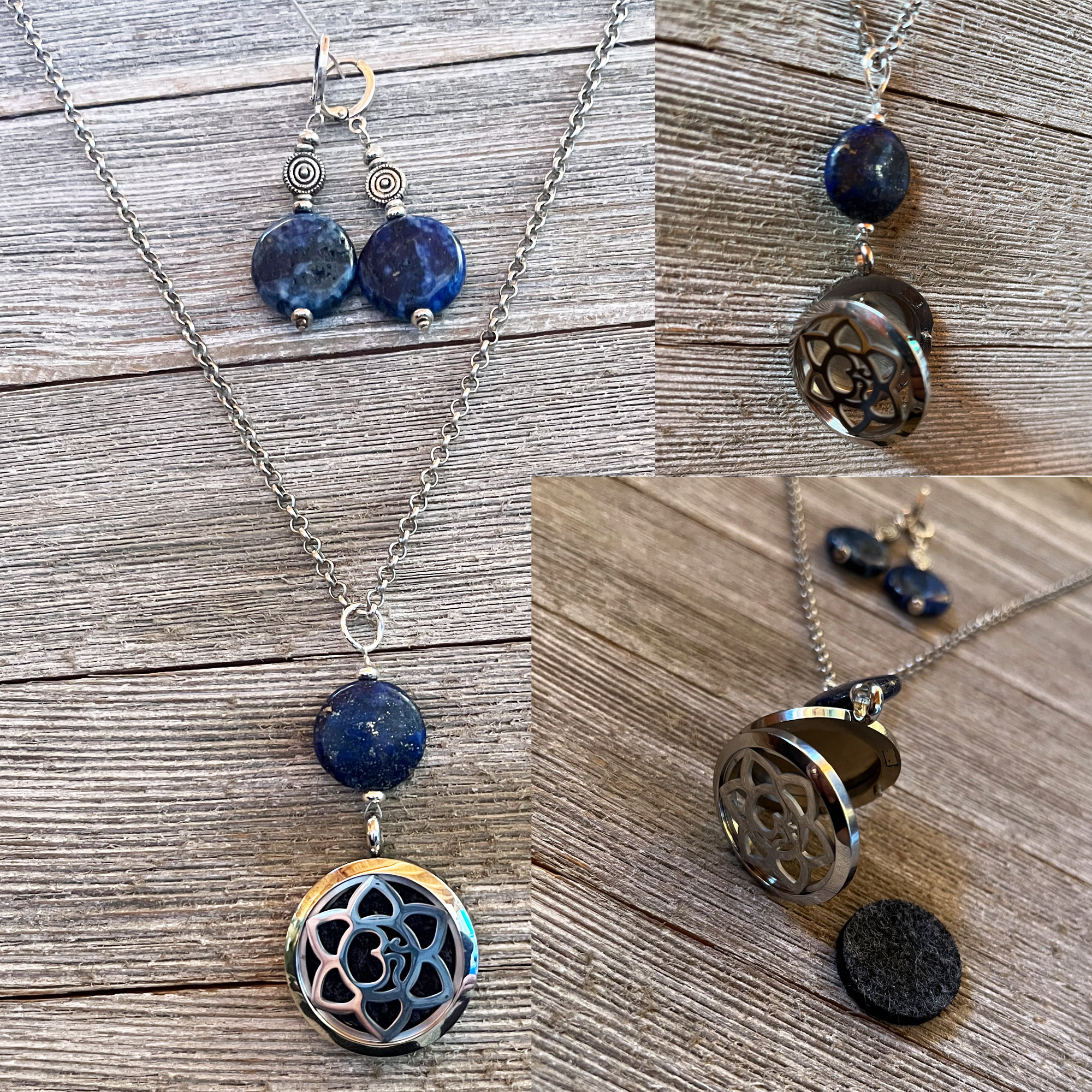 Lapis Lazuli Jewelry Set for Aromatherapy