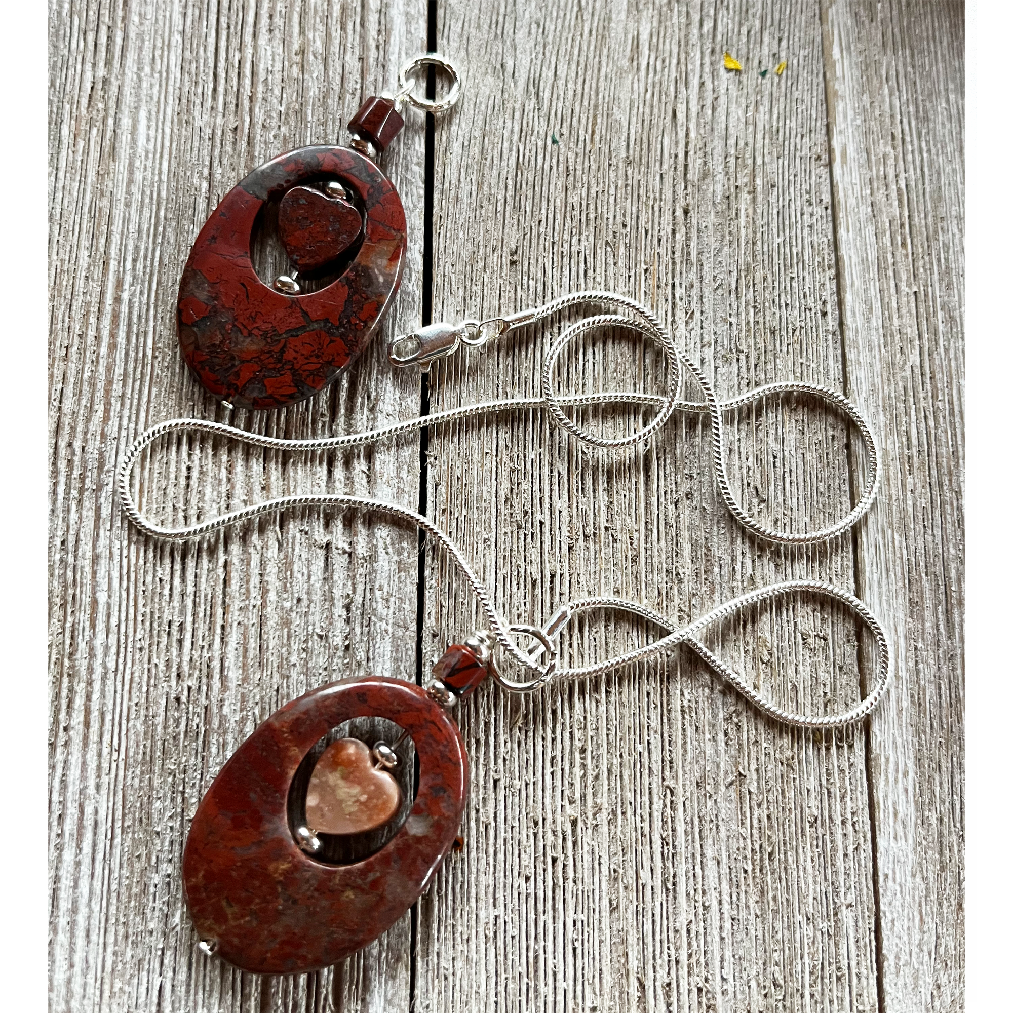 Heart Spinner Necklace of Jasper