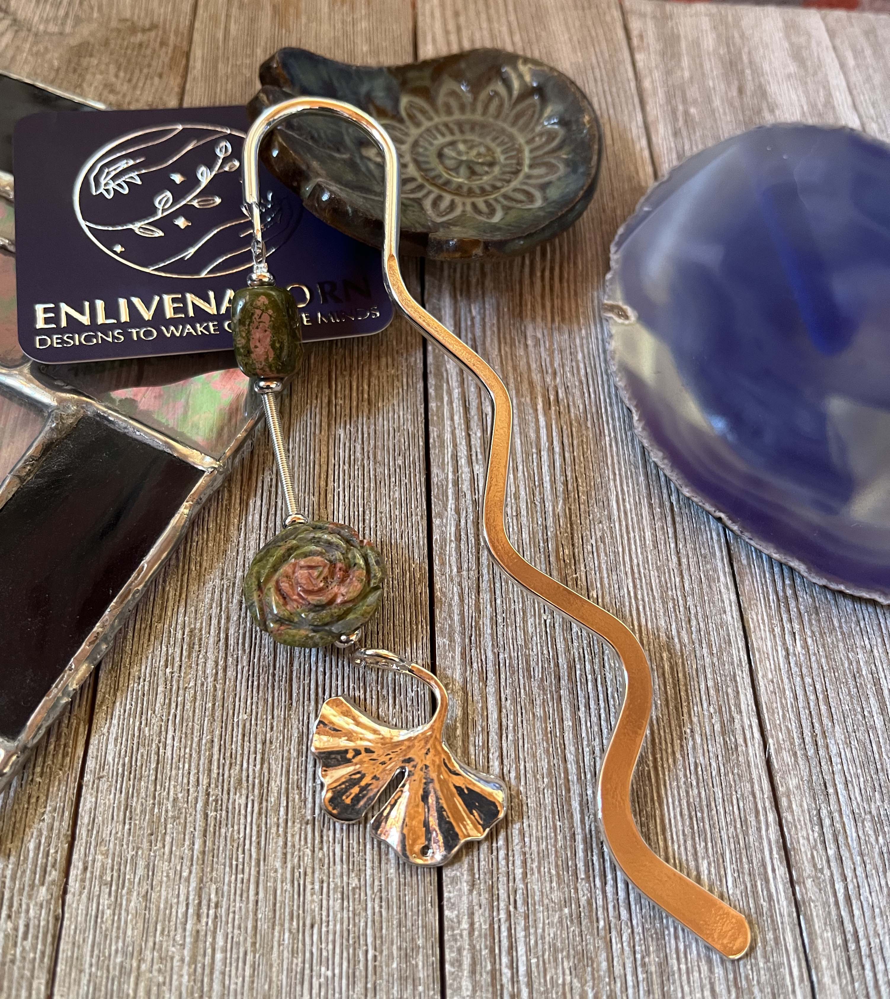 ginko leaf metal bookmark